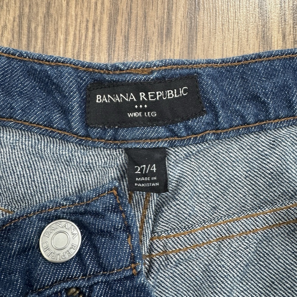 Banana Republic Jeans Womens 28 Blue Wide Leg Trouser Classic Dark Wash Denim - Picture 7 of 12